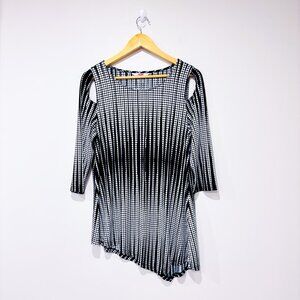 ADX Black & White Asymmetrical Polka Dot Tunic Top | Medium *